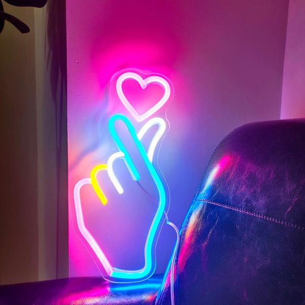 

other lighting bulbs & tubes finger heart neon sign, neon, handmade love led kpop