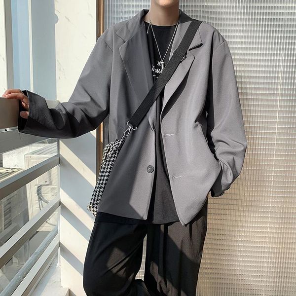 

men's suits & blazers casual suit jacket male oversize korean trend spring thin handsome men autumn elegant uniform high street japan h, White;black