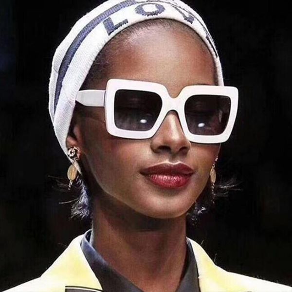 

white big frame womens sunglasses fashion trend square gradients sun glasses female brand traveling style eyewear, White;black