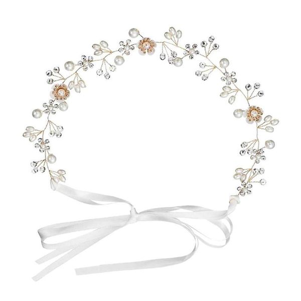 

hair clips & barrettes crystal pearl headband elegant flower band women girl floral fashion wedding bridal jewelry accessories, Golden;silver