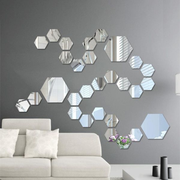 

mirrors acrylic hexagon mirror stickersself-tile 3d hexagonal non-glass wall stickers removable home living room bedroom decoration