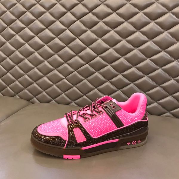 

sneaker platform trainers luxury designer suede calfskin shoes mens genuine leather fashion sneakers mixed color with box a63, Black