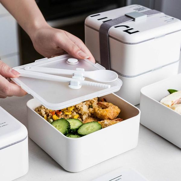 

dinnerware sets japanese thermo lunch box compartments square sandwich kids school boite plastique alimentaire kitchen dining bar ac50lb