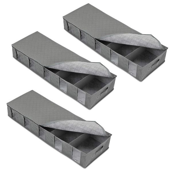 

3pcs quilt storage bag,dust-proof and moisture-proof visible window box with lid,foldable clothes clothing & wardrobe