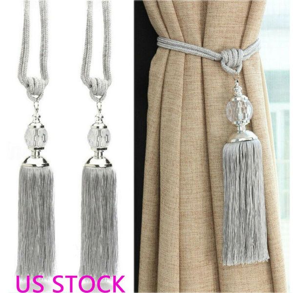 

other home decor 1pair curtain holdbacks rope tie backs tassel beaded tiebacks crystal ball binding buckles
