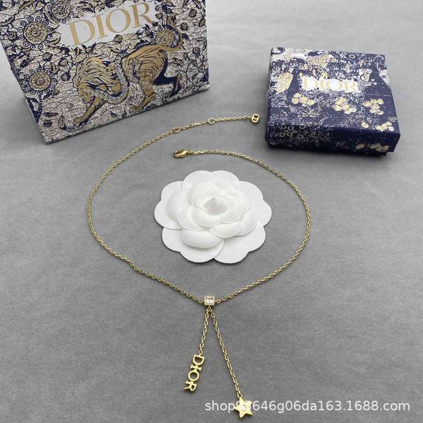 

2021 new designer family letter pentagram tassel necklace women's clavicle chain fashion temperament jewelry student style, Silver