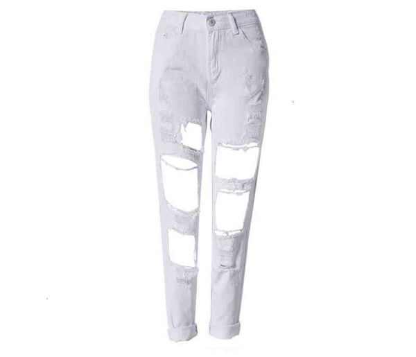 

russian women's jeans with holes loose straight pants, Blue
