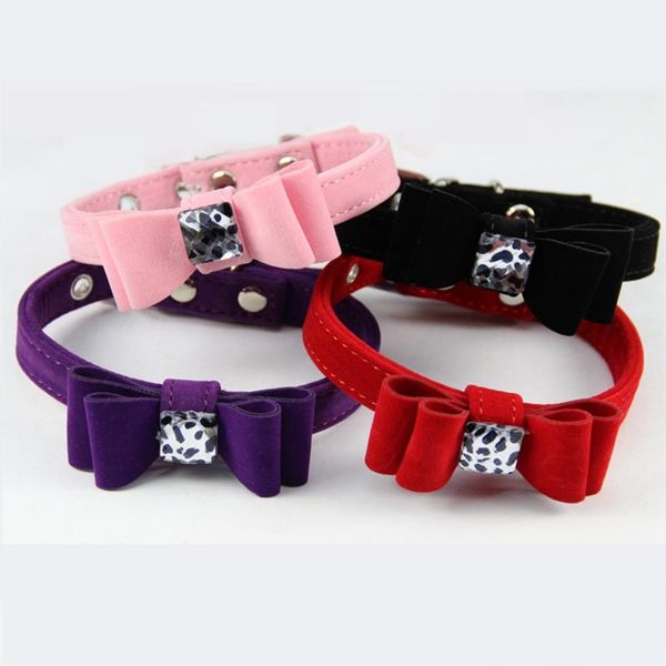 

dog collars & leashes pet cat knit bowknot necklace for puppy cats tie wedding accessories dogs collar 4 color supplies
