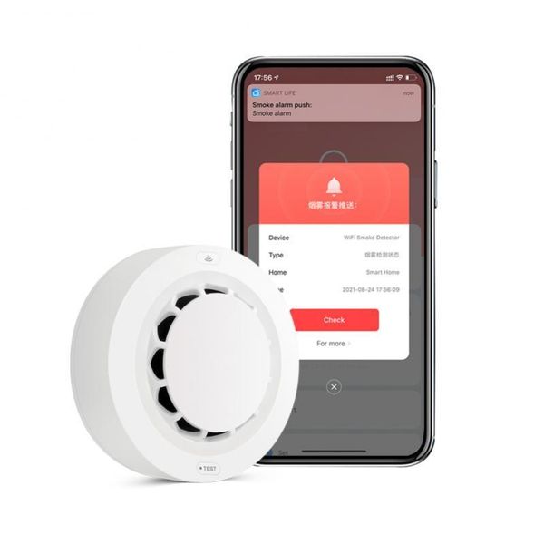 

smart home sensor wifi smoke alarm fire protection tuya detector smokehouse combination security system firefighters