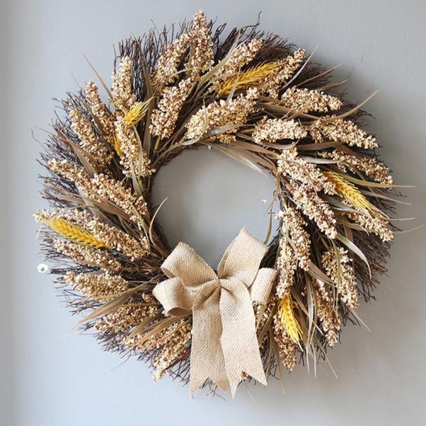 

decorative flowers & wreaths front door wreath harvest wheat ears grain garland for wedding wall home farmhouse thanksgiving decor