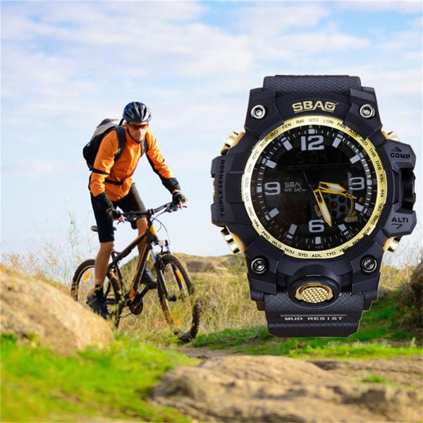 

wristwatches brand watches for male man sbao men's sport wristwatch watch led men waterproof sports digital electronic 20, Slivery;brown