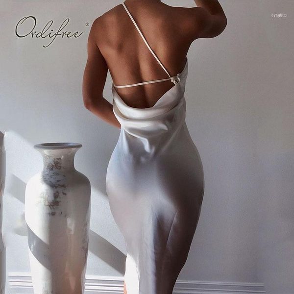 

ordi2021 summer women slip dress club wear satin white backless party dress1, Black;gray
