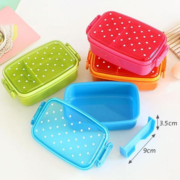 

480ml single layer portable dot picnic lunch box storage container case dinnerware sets
