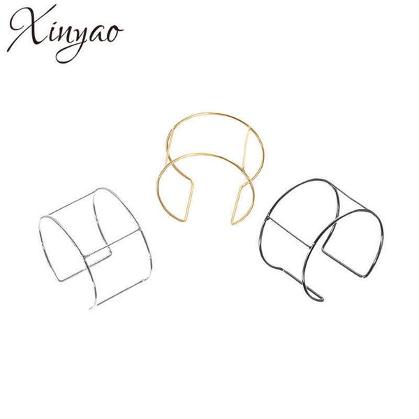 

xinyao 6pcs/lot dia 6.5cm blank cuff bracelet bangle base gold/silver color bangles settings for diy jewelry findings f876 q0717, Black