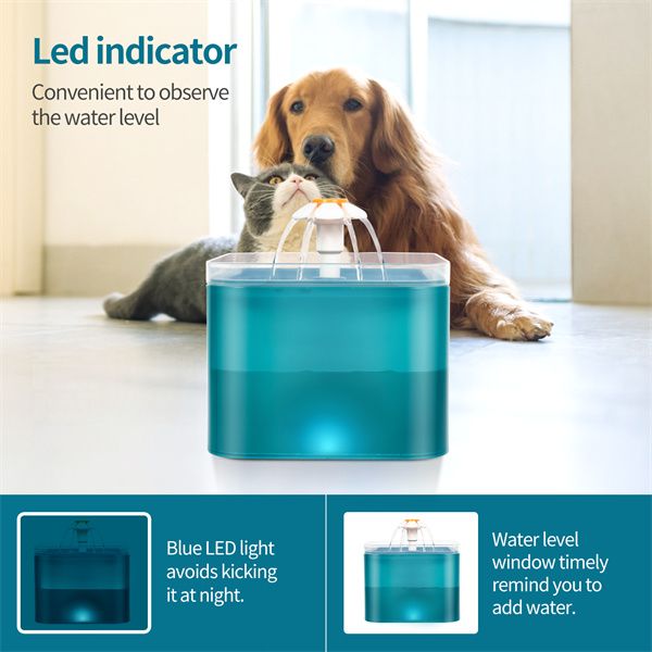 

pet water dispenser 2l capacity automatic water dispenser with led lighting usb circulation filter for cats or dogs feeder