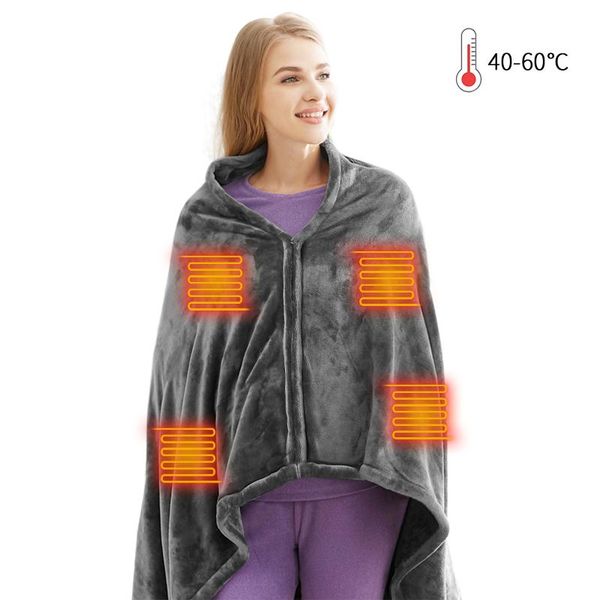 

racing sets electric blanket heated washable usb charging thermal heating shawl insulated scarf men/women winter, Black;blue