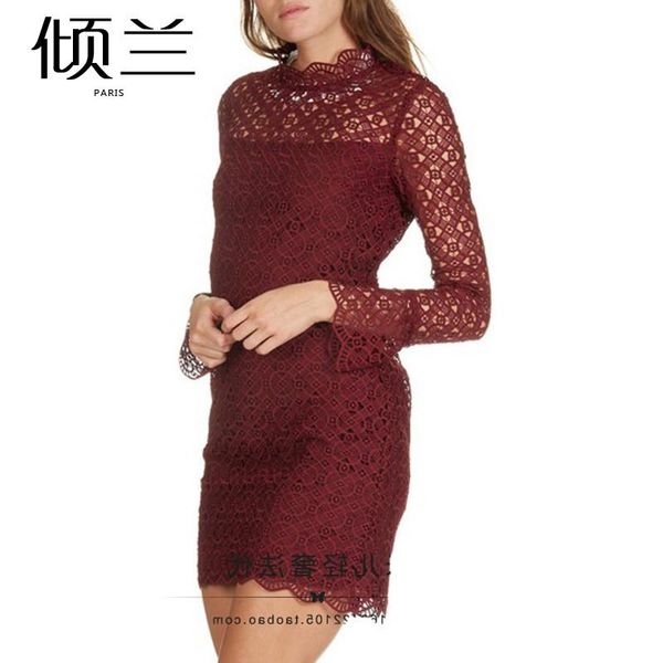 

casual dresses patads french women's dress s home autumn and winter lady cut out lace helian r20356h, Black;gray