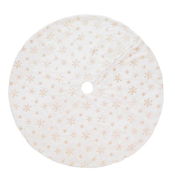 

christmas decorations 90cm white flannel gold beads embroidered snowflake tree skirt year home