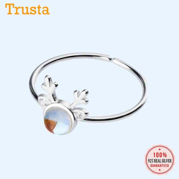 

cluster rings trustdavis fashion genuine 925 sterling silver sweet animal deer opening finger ring for women jewelry gift ds04, Golden;silver