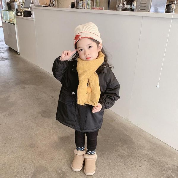 

jackets girls coat jacket thicken plus velvet 2021 slim winter autumn cottonÂ outerwear children's clothes, Blue;gray