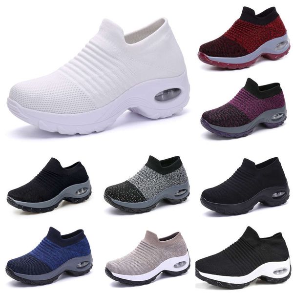 

Casual shoes 1839 large size women's air cushion high sports rocking leisure flying weaving one foot on mom's 21TQ SQB5, White