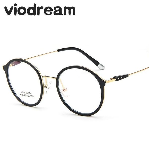 

viodream plastic titanium tr90 korean fashion super light round retro glasses eyeglass optical frame oculos de grau sunglasses frames, Black