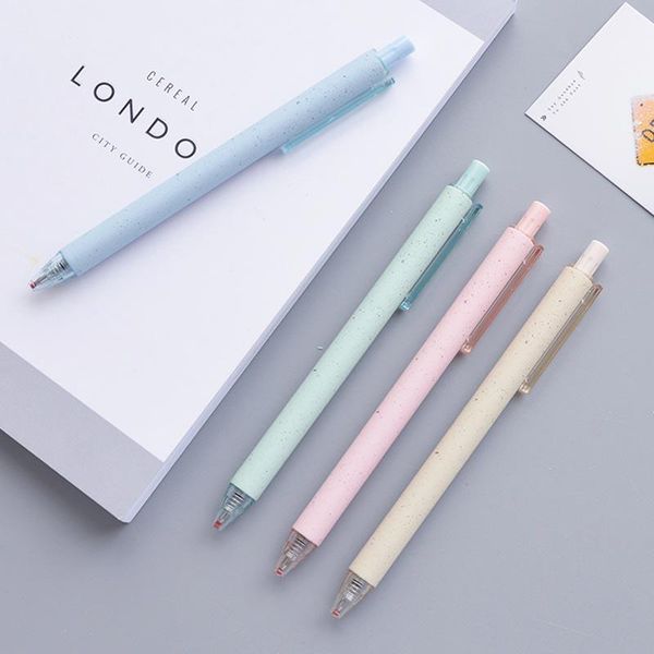 

gel pens 4pcs/lot 0.5mm pen wheat straw press black ink signature korean student stationery school office writing tools supplies