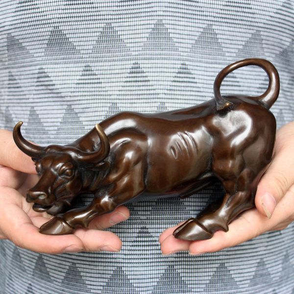 

big wall street bronze fierce bull ox statue 8inch