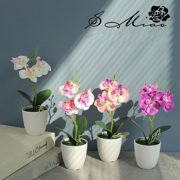 

artificial silk white orchid flowers butterfly moth flower potted bonsai for wedding fake outdoor uv resistant plants faux decorative & wrea