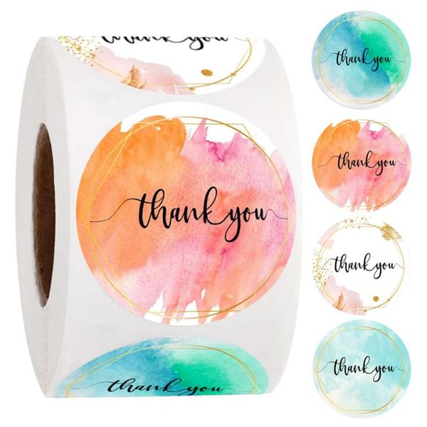 

gift wrap 500pcs color graffiti thank you sticker 1 inch round decor sealing labels for order business bags envelopes seal