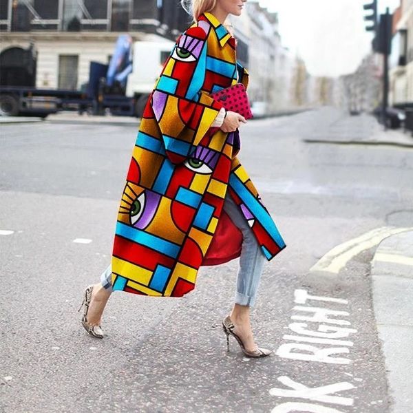 

long fashion trench coat 2021 trend printed long windbreaker, Tan;black