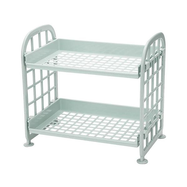 

cleaning cloths storage shelves,plastic small shelves - 2 tier shelf shelving,kitchen bathroom organizer(nordic blue)