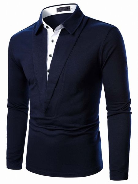 

men colorblock half button 2 in 1 polo shirt s8zn#, White;black
