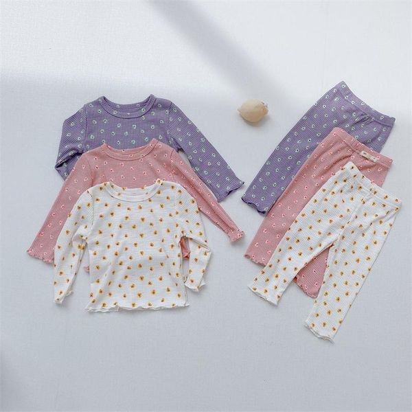 

clothing sets autumn winter born baby girl flower printing cute pajamas set infant boy long sleeve casual cotton t-shirt+pants 2pcs suits, White