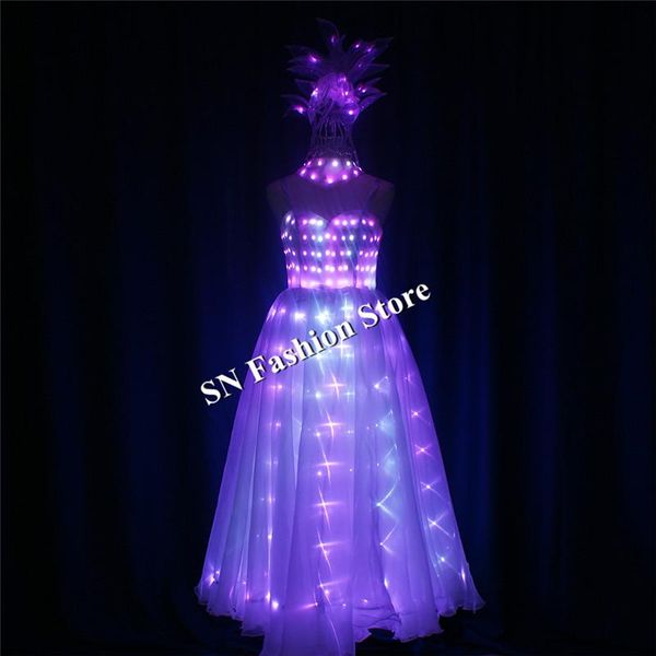 

party decoration tc-199 programmable ballroom dance led costumes full color stage show women dress skirt club performance colorful dj cloth