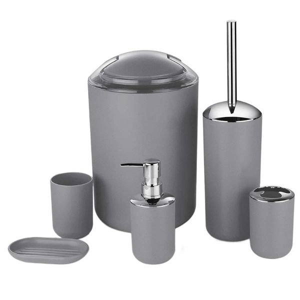 

bath accessory set 6pcs/set bathroom toiletries practical plastic tooth brushing holder mouthwash cup soap box trash can emulsion bottle