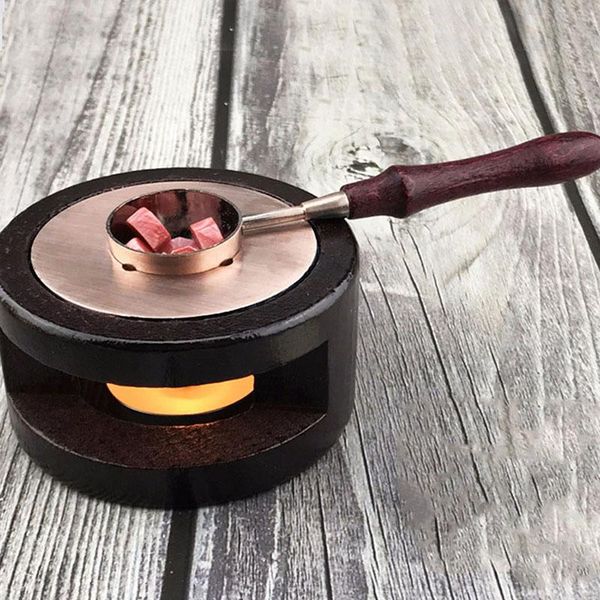 

dinnerware sets products retro seal stamp wax stick stove vintage sealing melting pot holder solid wood handle red copper spoon