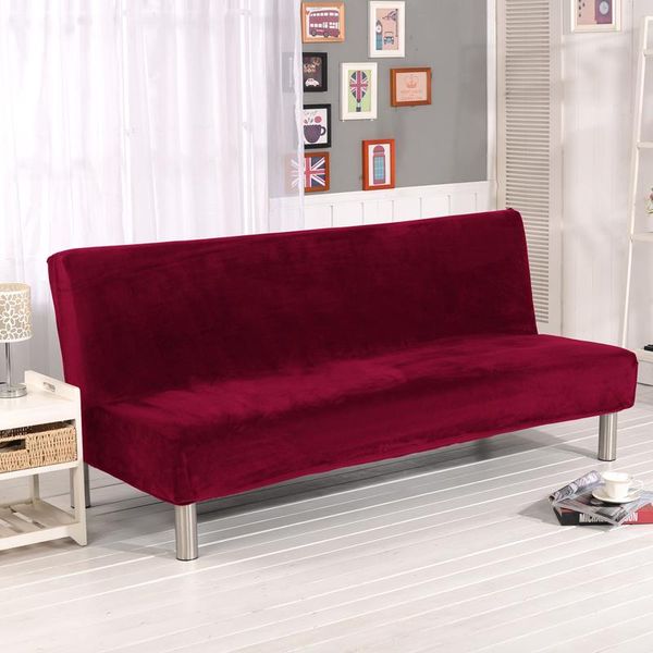 

chair covers plush fabric sofa cover without armrest folding bed all-inclusive solid color elastic protector towel