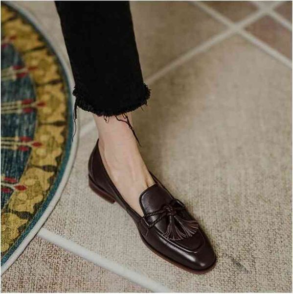 

tassel brown black fringe loafers vintage style women peans shoes cowskin driving boats