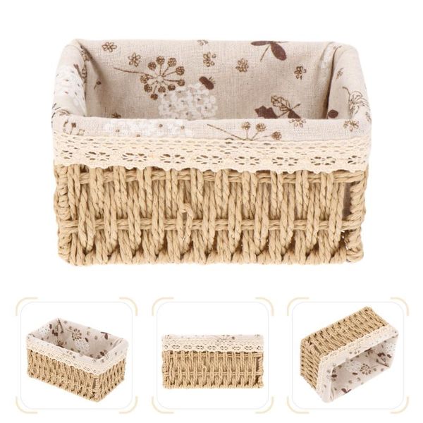 

storage baskets rattan woven basket sundries organizer living room deskbox