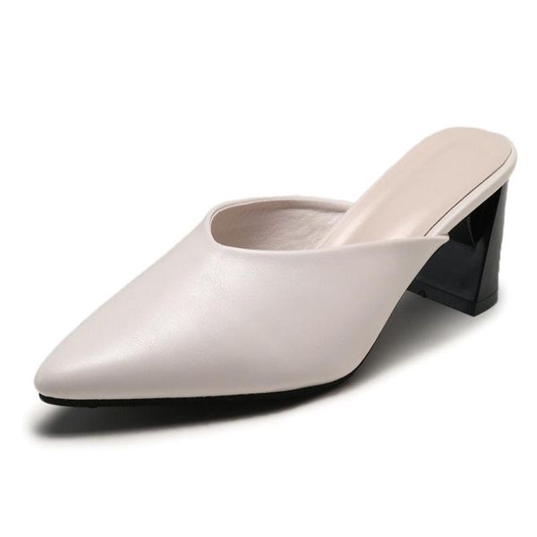 

slippers 2021 fashion women mules high heels ladies pointed toe strange style shoes footwear pumps zapatos mujer, Black