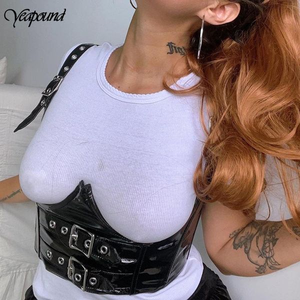 

belts streetwear pu leather straps high waist corset women festival buckle adjustable summer girdle for fashion, Black;brown
