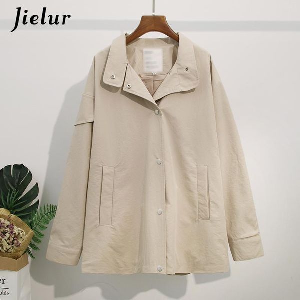 

women's trench coats coat women autumn single breasted pocket khaki long outwear loose slim with belt s-l 2021, Tan;black