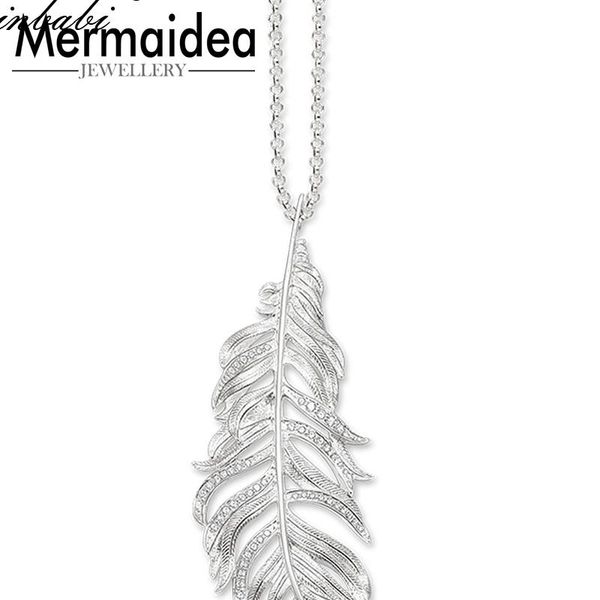 

pendant necklaces necklace feather trendy gift women men diy jewelry silver plated fashion wholesale