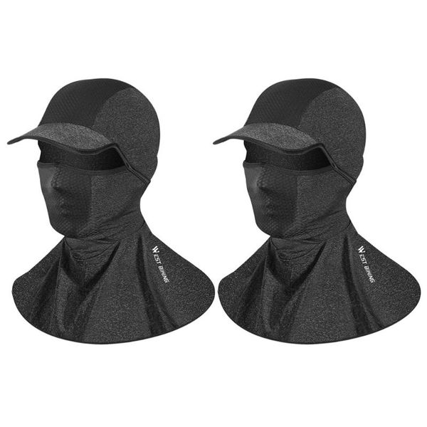 

cycling caps & masks 2pcs summer cooling bike motorcycle ice silk mask hats (black)