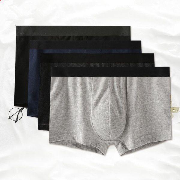 

underpants 4pcs/male boxer panties men cotton solid color elastic underwear u-convex sports plus size pouch man 4xl, Black;white