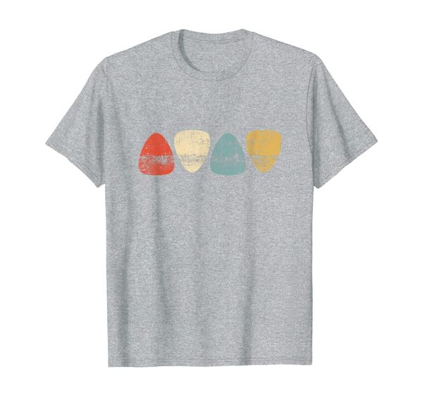 

vintage guitar pick retro guitarists bassist gifts t-shirt, White;black