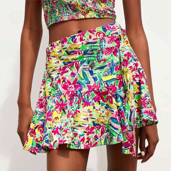 

casual floral print skirts sashes womens shorts elastic waist side zipper fly design female summer stylish, White;black