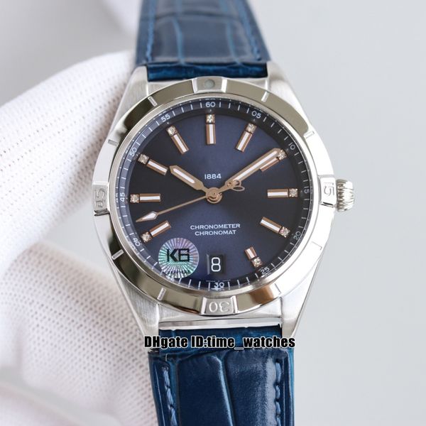 

k6f chronomat 36mm miyota 9015 automatic womens watch a10380101c1a1 silver case blue dial leather strap new ladies fashion watches 6 colors, Slivery;brown