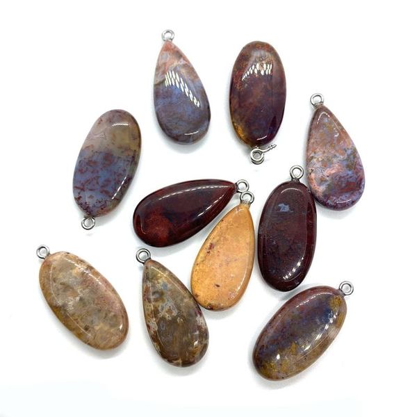 

charms 1pcs drop-shaped natural stone pendant charm diy for making jewelry necklace bracelet earrings accessories small women, Bronze;silver